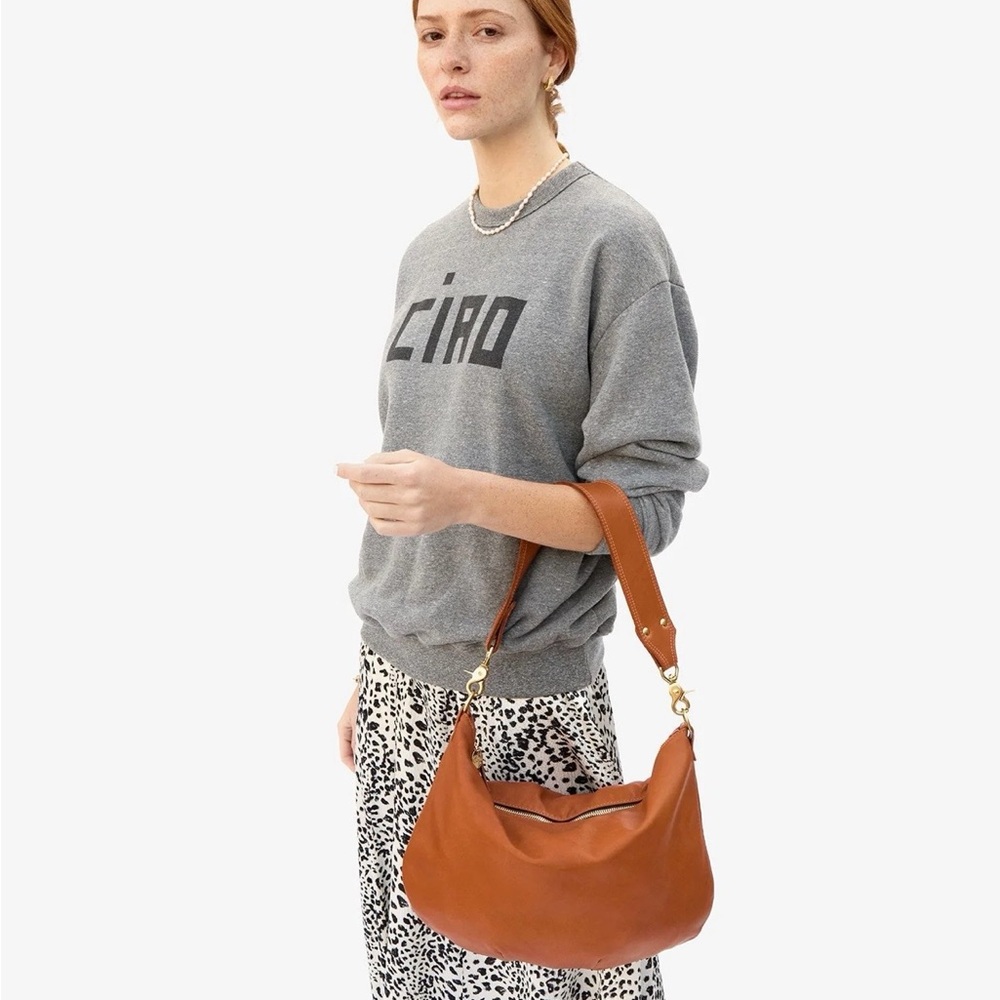 Clare V. Chic Tan Leather Hobo Bag-Moyen Messenger Bag - Picture 3 of 10